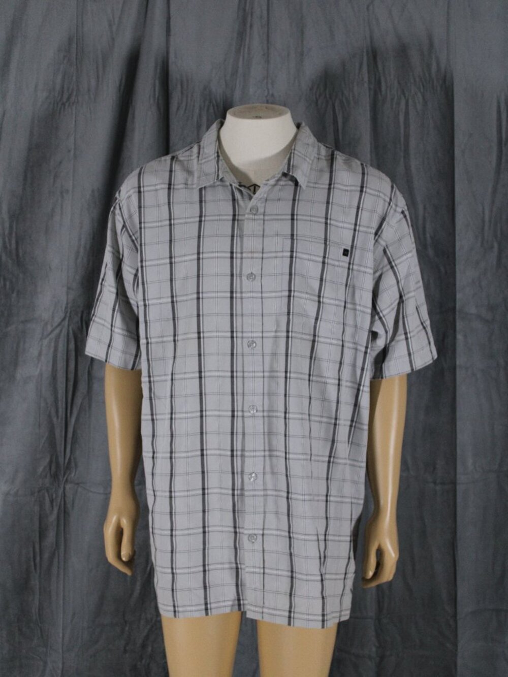 Men's Button-Down Shirt - O'Neill Short Sleeve Grey Plaid - Men's 2XL